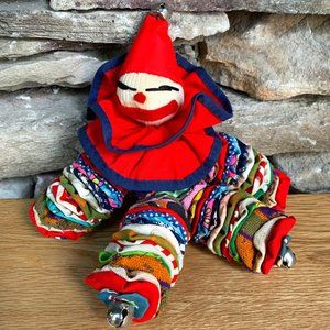 VTG Yo-yo Clown Doll Hand Crafted Quilting Bells
